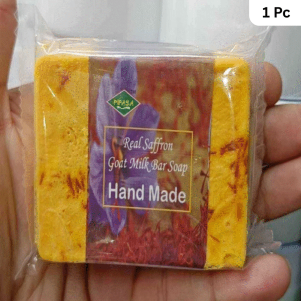 Real Saffron Goat Milk Bar Soap (Hand Made) - 1 Pc