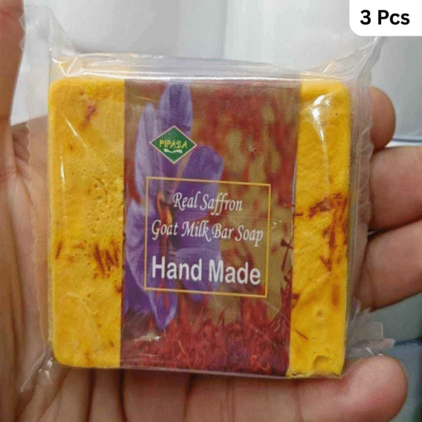 Real Saffron Goat Milk Bar Soap (Hand Made) - 3 Pcs Combo